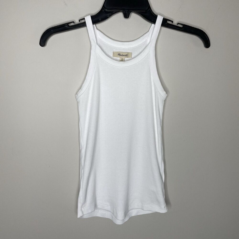MADEWELL Supima Rib 90s Tank Top Women XS White Slim NEW Jersey Fitted NJ771